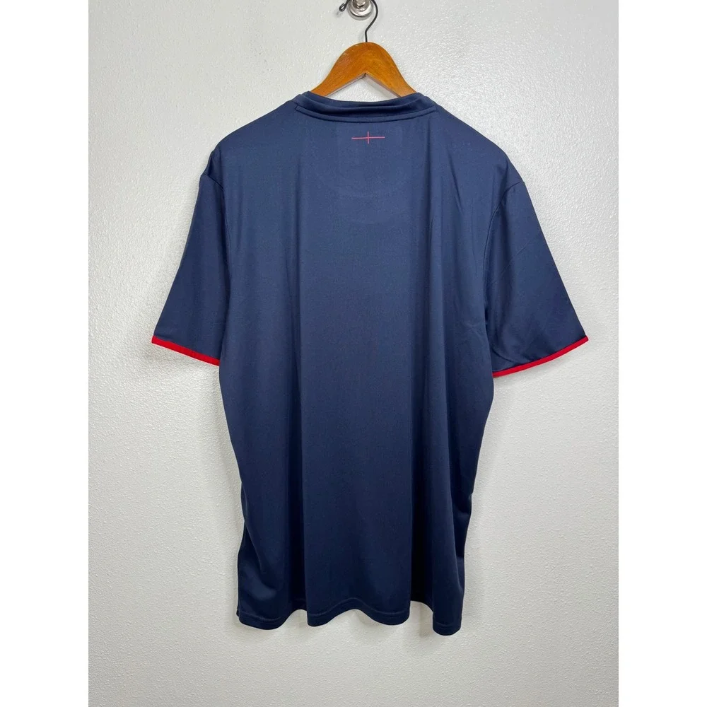 England Rugby Official Licensed Training Shirt Mens XXL Navy Blue Red Rose Logo‎